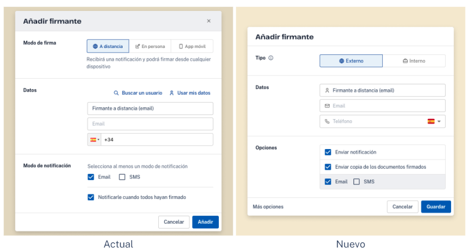 Comparación antiguo y nuevo redactar