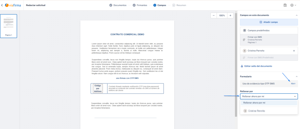 Paso 3 - Campos. Opciones del formulario